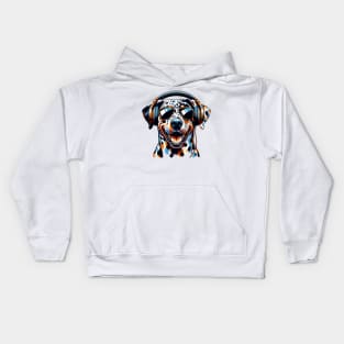 Catahoula Leopard Dog as Smiling DJ in Japanese Art Style Kids Hoodie